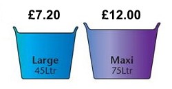 45 litre and 75 litre ice buckets.